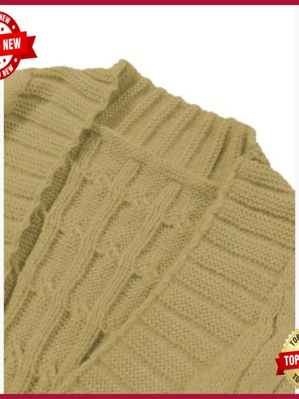 Long Knit Cardigan Sweater, Open Front Duster Style, Ribbed Pattern - Picture 6 of 7